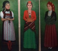 Τρεις αδελφές -Τρίπτυχο, 138x185, ακρυλικό σε ξύλο, Ελβετία 2018 - παραγγελία