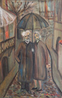 The two of them in the old city of Tbilisi, oil on canvas 45x65 cm